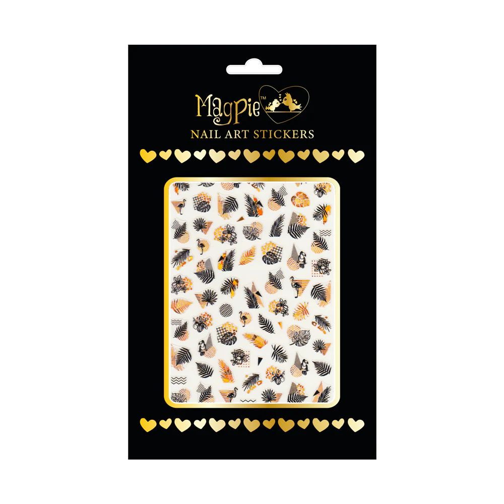 Sticker 93 - Black And Gold Holographic Summer Leaves